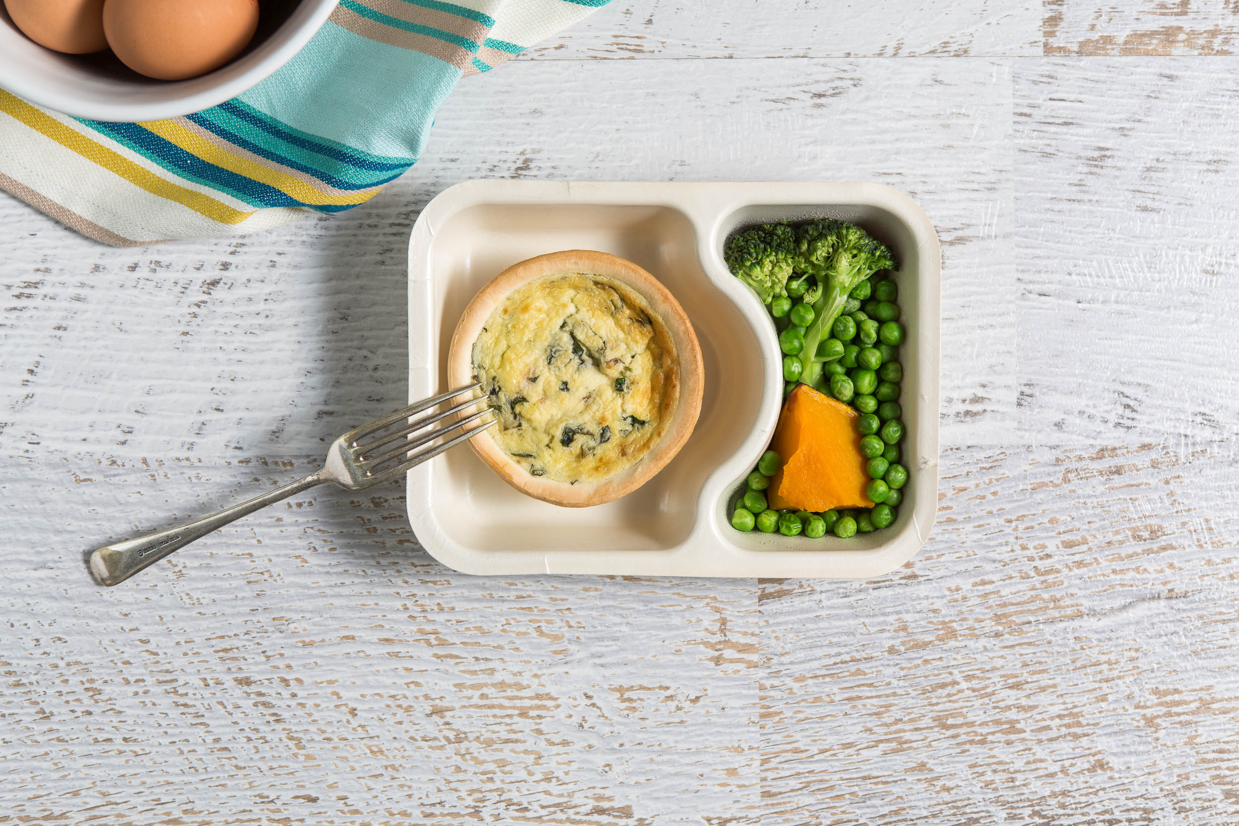 Savor the flavors of our nutritious Quiche & Seasonal Vegetables, a convenient single-serving meal option for any mealtime